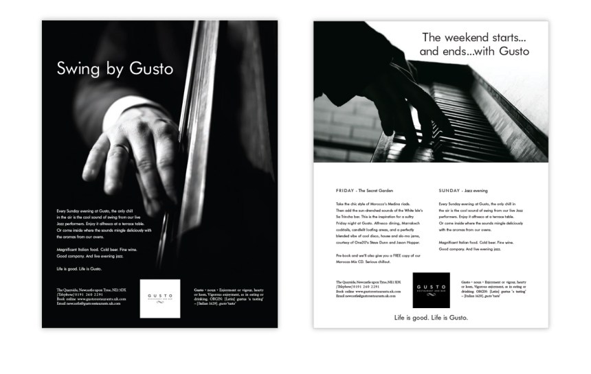 Gusto group full page ads