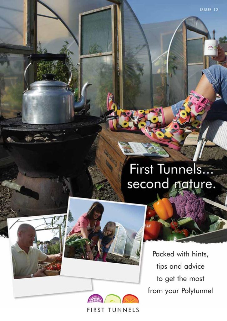 First Tunnels polytunnels brochure cover and brand communication work.
